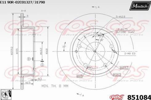 Maxtech 851084.0080 - Гальмівний диск autozip.com.ua