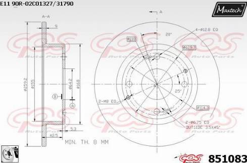 Maxtech 851083.0080 - Гальмівний диск autozip.com.ua