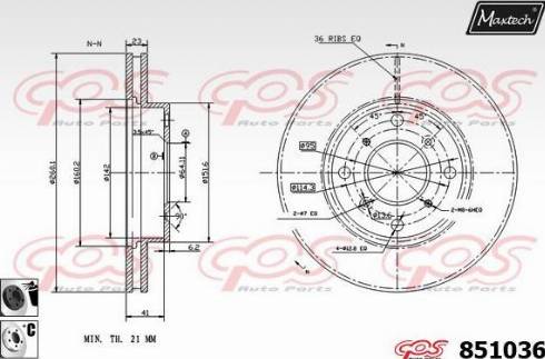 Maxtech 851036.6060 - Гальмівний диск autozip.com.ua