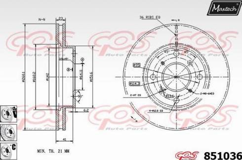 Maxtech 851036.6980 - Гальмівний диск autozip.com.ua