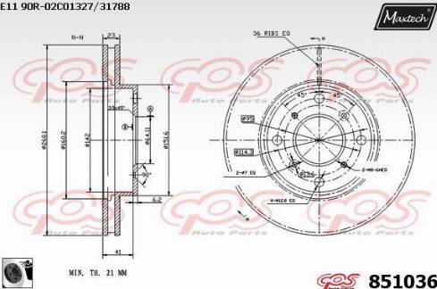 Maxtech 851036.0060 - Гальмівний диск autozip.com.ua