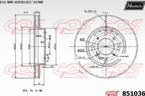 Maxtech 851036.0000 - Гальмівний диск autozip.com.ua