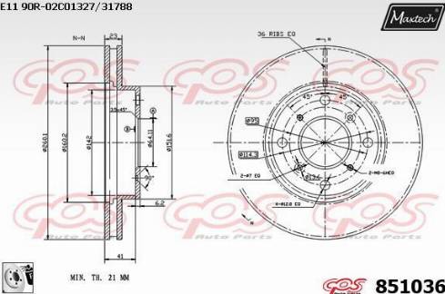 Maxtech 851036.0080 - Гальмівний диск autozip.com.ua