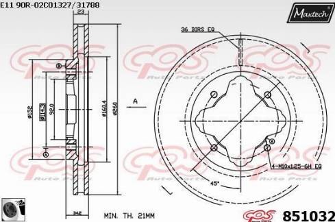 Maxtech 851032.0060 - Гальмівний диск autozip.com.ua