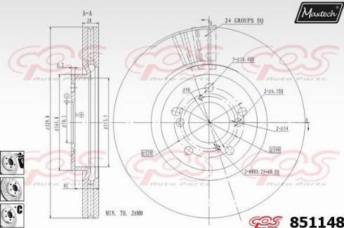 Maxtech 851148.6980 - Гальмівний диск autozip.com.ua