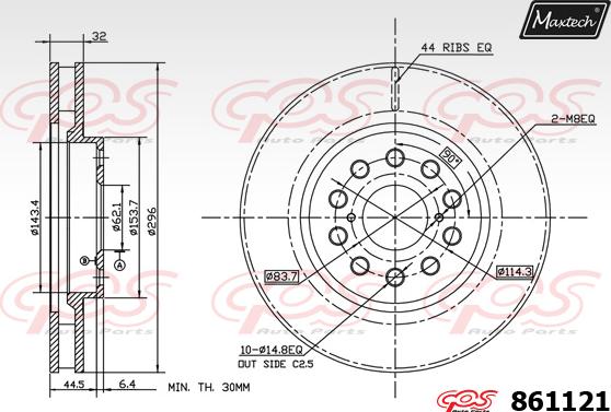 Maxtech 851148 - Гальмівний диск autozip.com.ua