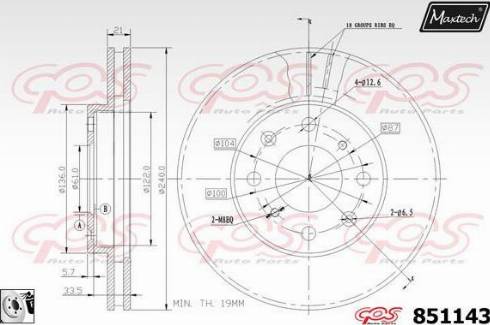 Maxtech 851143.0080 - Гальмівний диск autozip.com.ua