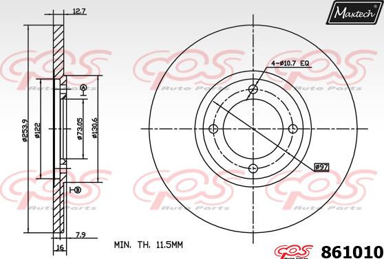 Maxtech 851143 - Гальмівний диск autozip.com.ua