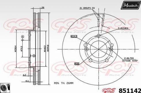 Maxtech 851142.0060 - Гальмівний диск autozip.com.ua