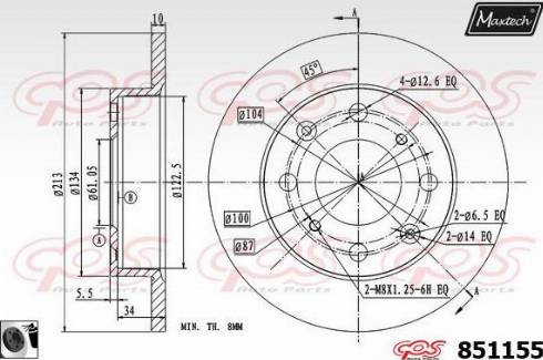 Maxtech 851155.0060 - Гальмівний диск autozip.com.ua