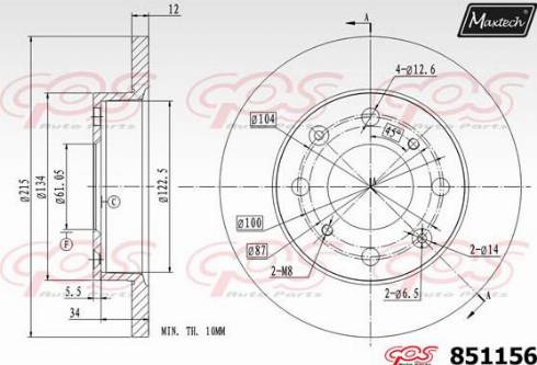 Maxtech 851156.0000 - Гальмівний диск autozip.com.ua