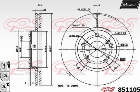 Maxtech 851105.6880 - Гальмівний диск autozip.com.ua