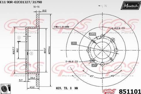 Maxtech 851101.0060 - Гальмівний диск autozip.com.ua