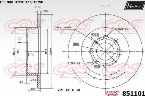 Maxtech 851101.0000 - Гальмівний диск autozip.com.ua