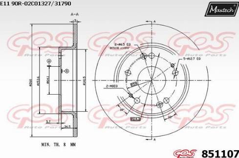 Maxtech 851107.0000 - Гальмівний диск autozip.com.ua