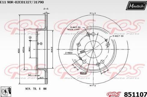 Maxtech 851107.0080 - Гальмівний диск autozip.com.ua