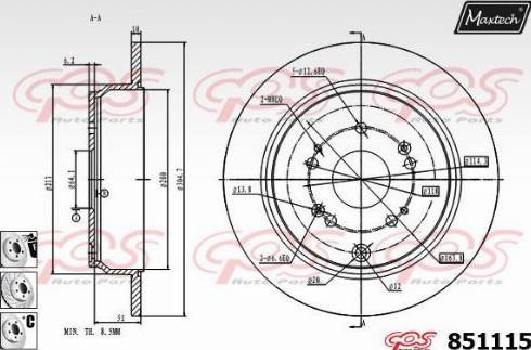 Maxtech 851115.6880 - Гальмівний диск autozip.com.ua