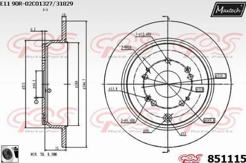 Maxtech 851115.0060 - Гальмівний диск autozip.com.ua