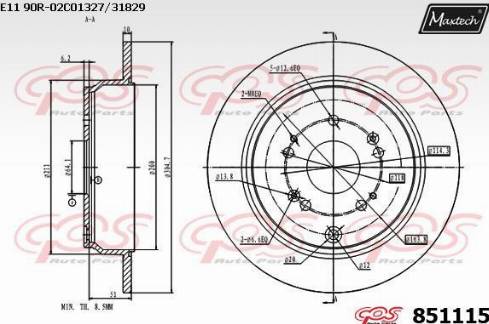 Maxtech 851115.0000 - Гальмівний диск autozip.com.ua