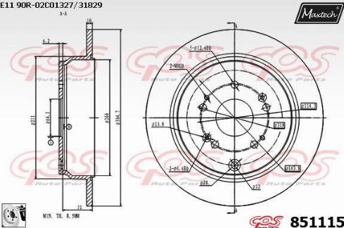 Maxtech 851115.0080 - Гальмівний диск autozip.com.ua