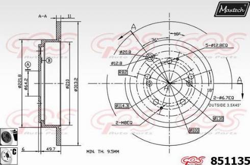 Maxtech 851135.6060 - Гальмівний диск autozip.com.ua