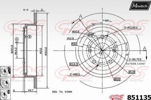 Maxtech 851135.6880 - Гальмівний диск autozip.com.ua