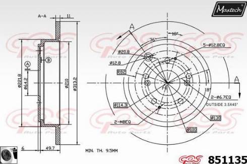 Maxtech 851135.0060 - Гальмівний диск autozip.com.ua