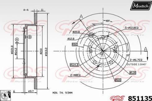 Maxtech 851135.0080 - Гальмівний диск autozip.com.ua