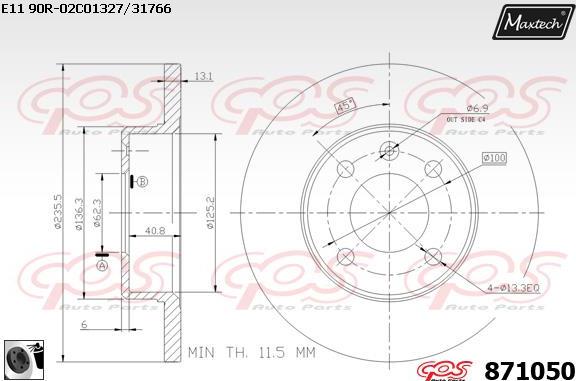 Maxtech 851131 - Гальмівний диск autozip.com.ua