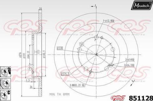 Maxtech 851128.6880 - Гальмівний диск autozip.com.ua