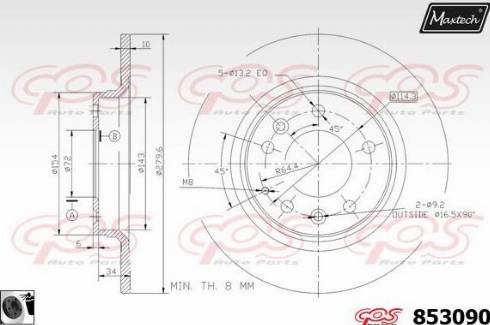 Maxtech 853090.0060 - Гальмівний диск autozip.com.ua