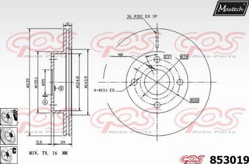 Maxtech 853019.6880 - Гальмівний диск autozip.com.ua