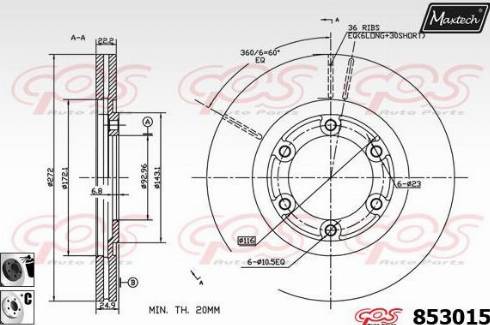 Maxtech 853015.6060 - Гальмівний диск autozip.com.ua