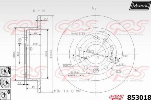 Maxtech 853018.6980 - Гальмівний диск autozip.com.ua