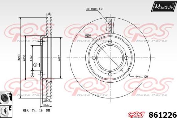 Maxtech 853012 - Гальмівний диск autozip.com.ua