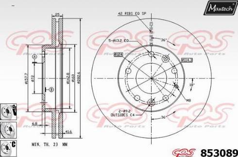 Maxtech 853089.6880 - Гальмівний диск autozip.com.ua