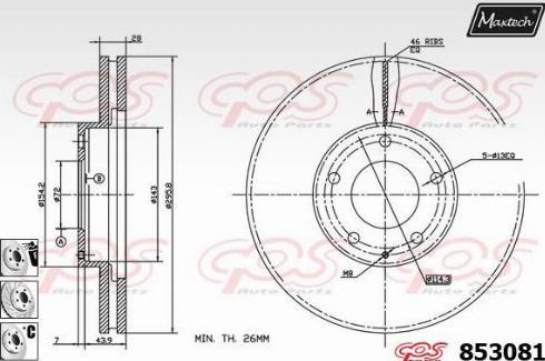 Maxtech 853081.6880 - Гальмівний диск autozip.com.ua