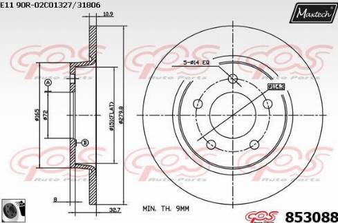 Maxtech 853088.0060 - Гальмівний диск autozip.com.ua