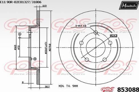 Maxtech 853088.0000 - Гальмівний диск autozip.com.ua