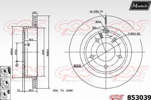 Maxtech 853039.6880 - Гальмівний диск autozip.com.ua