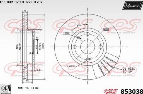 Maxtech 853038.0080 - Гальмівний диск autozip.com.ua