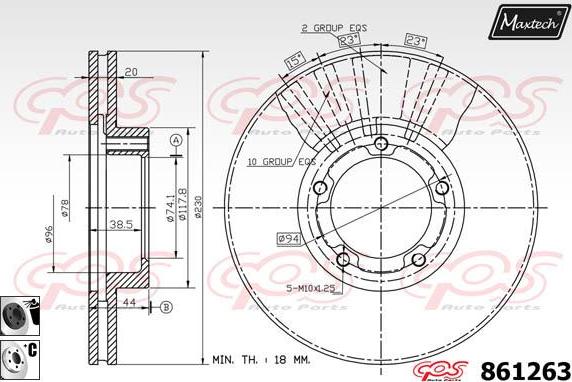 Maxtech 853038 - Гальмівний диск autozip.com.ua