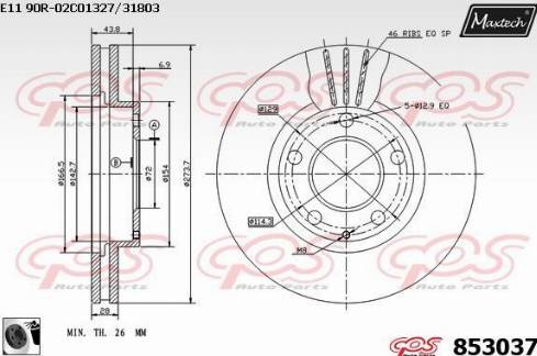 Maxtech 853037.0060 - Гальмівний диск autozip.com.ua