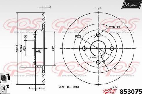 Maxtech 853075.6060 - Гальмівний диск autozip.com.ua