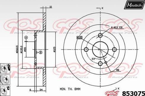 Maxtech 853075.6880 - Гальмівний диск autozip.com.ua