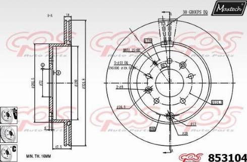 Maxtech 853104.6880 - Гальмівний диск autozip.com.ua