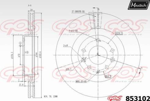 Maxtech 853102.0000 - Гальмівний диск autozip.com.ua