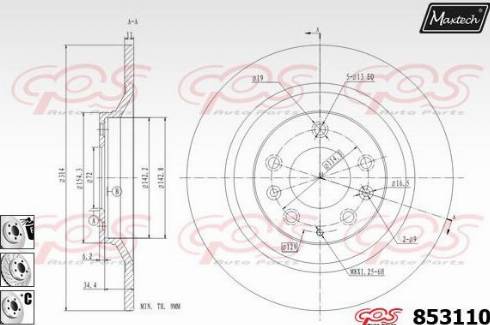 Maxtech 853110.6980 - Гальмівний диск autozip.com.ua