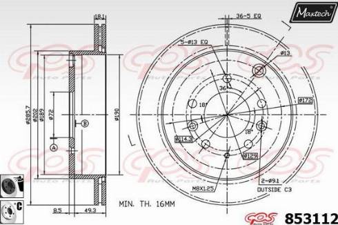 Maxtech 853112.6060 - Гальмівний диск autozip.com.ua