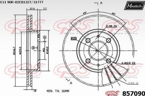 Maxtech 857090.0000 - Гальмівний диск autozip.com.ua